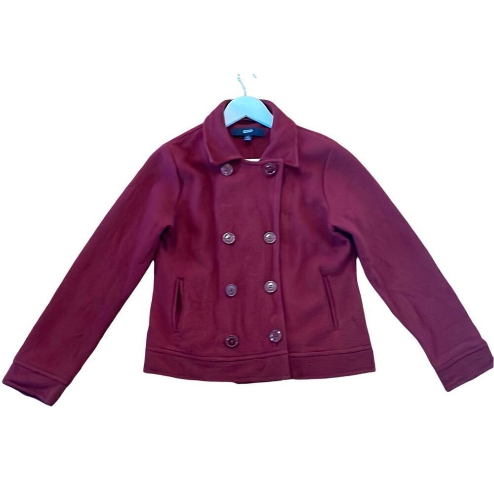 GAP Women's Double-Breasted Pea Coat in Burgundy